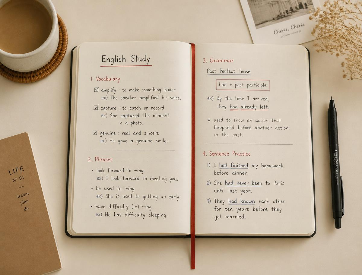 Caderno de estudos de inglês